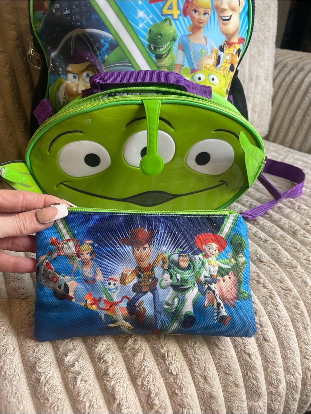 Disney Pixar Toy Story 4 Alien 3D Molded Front Pocket Kids Backpack - Picture 3 of 10